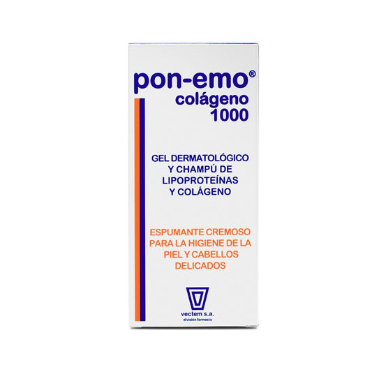 Shampoing-gel au collagène Vectem Pon-Emo pour peaux et cheveux délicats 1000 ml
