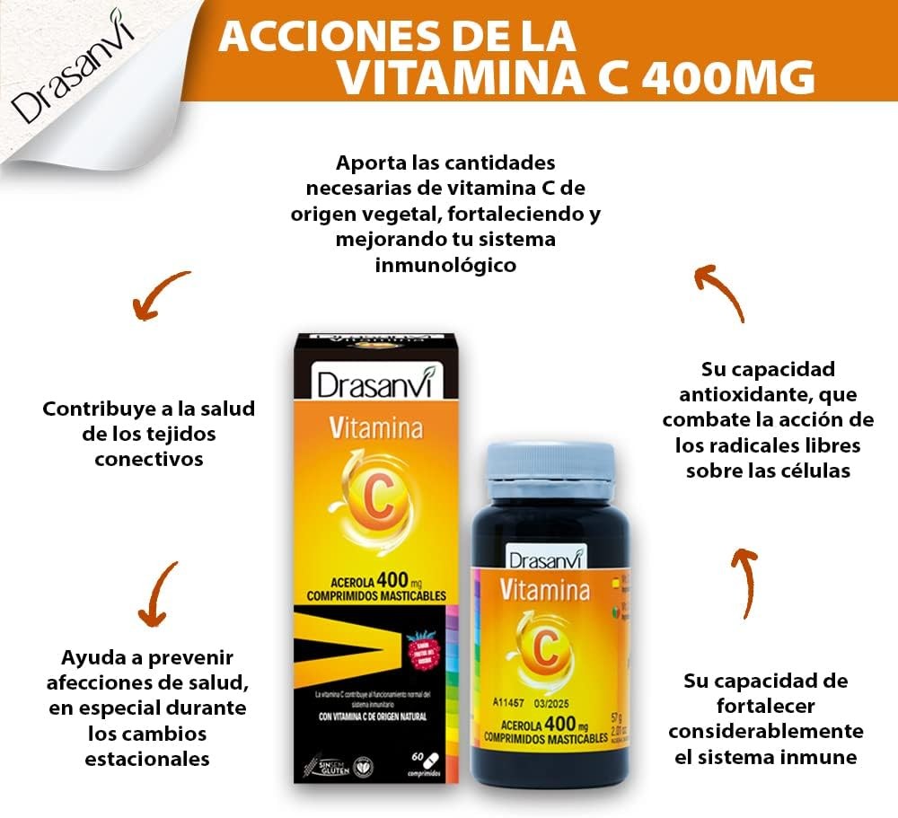 Drasanvi Vitamina C 400 Mg Masticable 60 Comprimidos-4