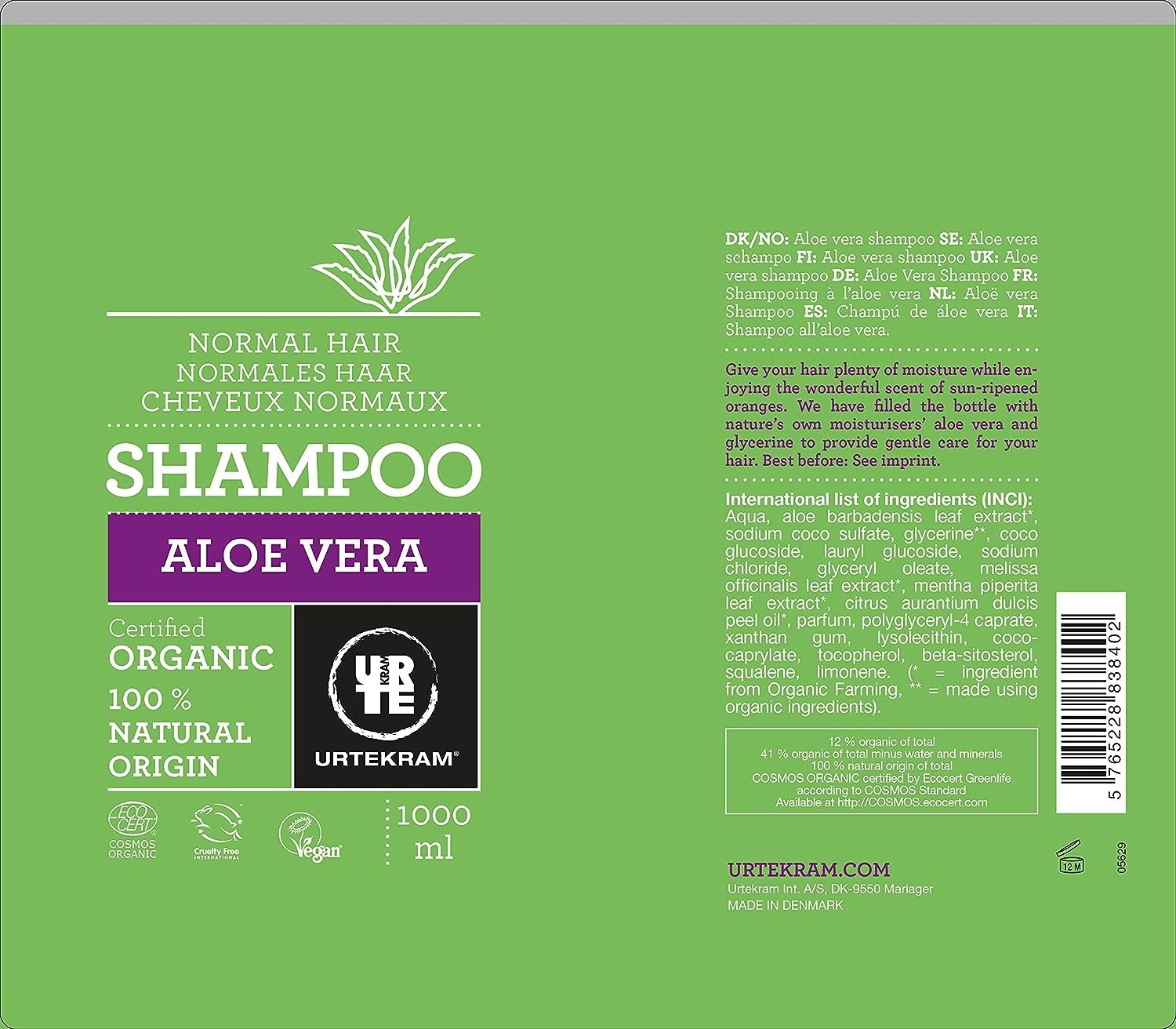 Urtekram Champú Aloe Vera Cabello Normal Urt 1L-4