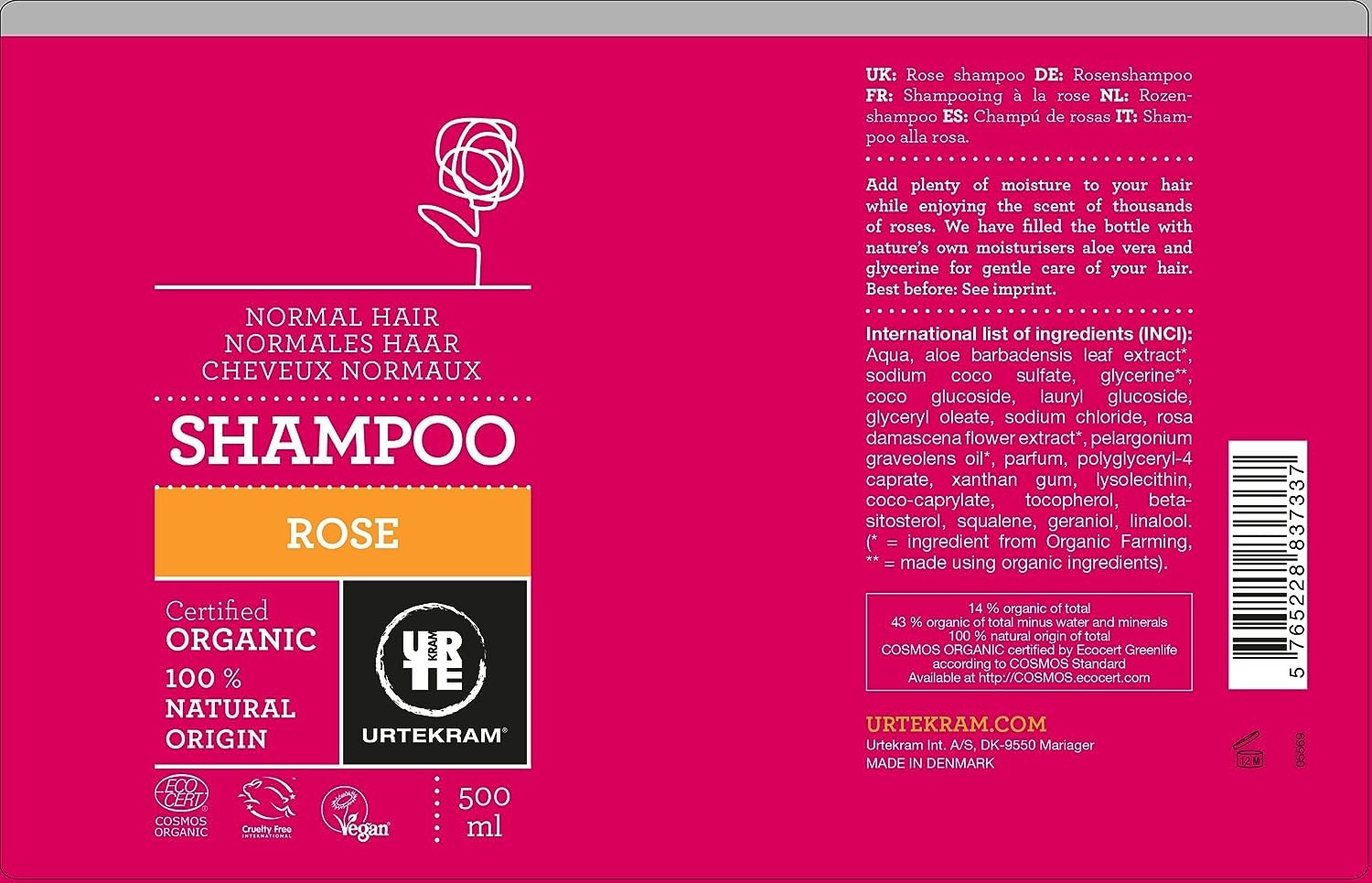 Urtekram Champú Rosas Cabello Normal 500 ml-5