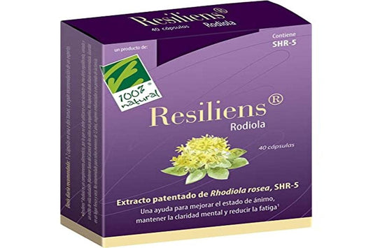 100% Natural Resiliens Rhodiola. 40 Cápsulas-1