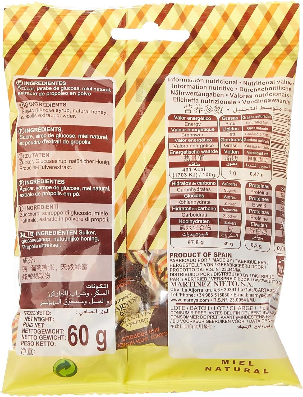 Marnys Caramelos Propóleo con Miel 60g-2