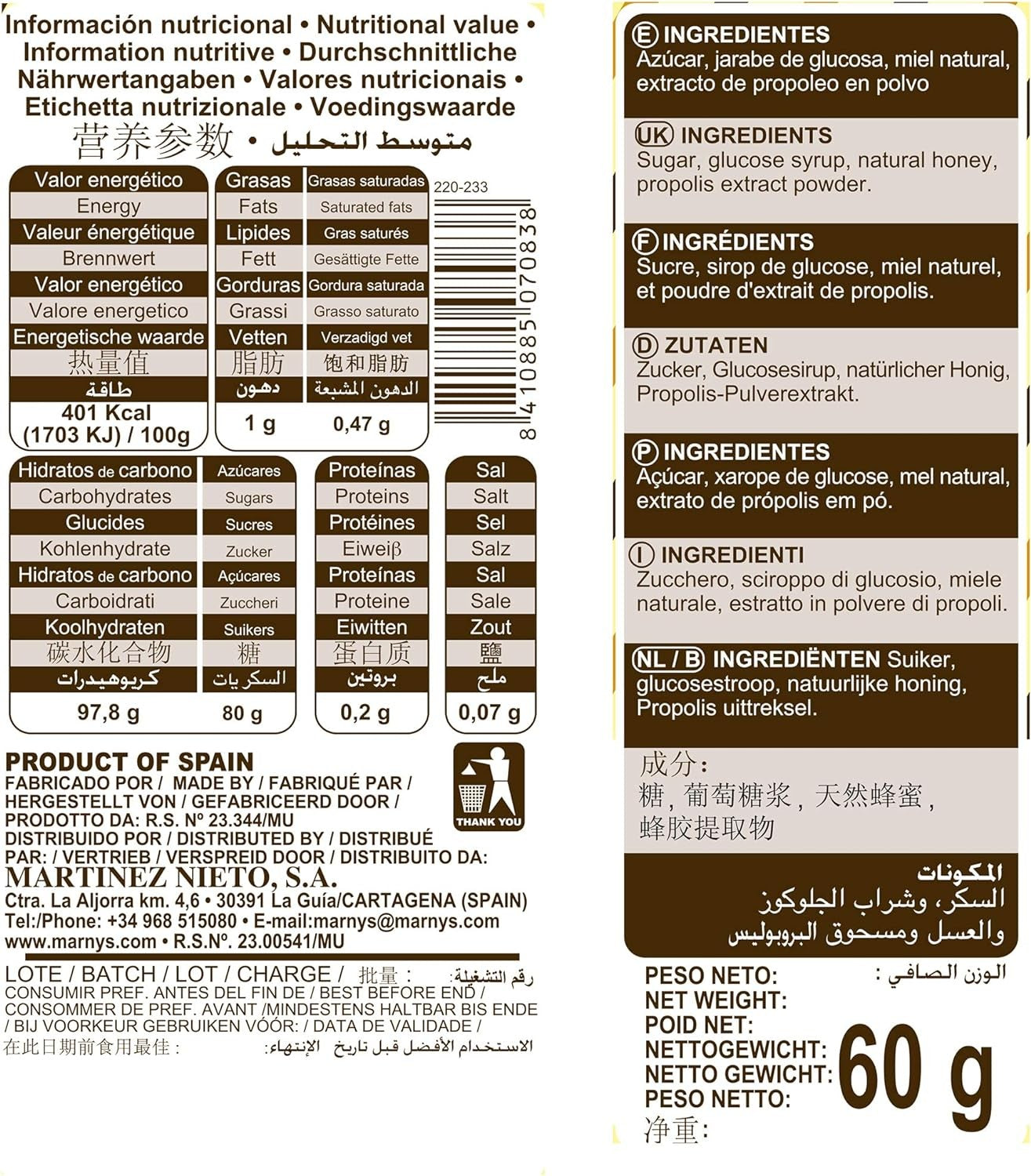 Marnys Caramelos Propóleo con Miel 60g-5