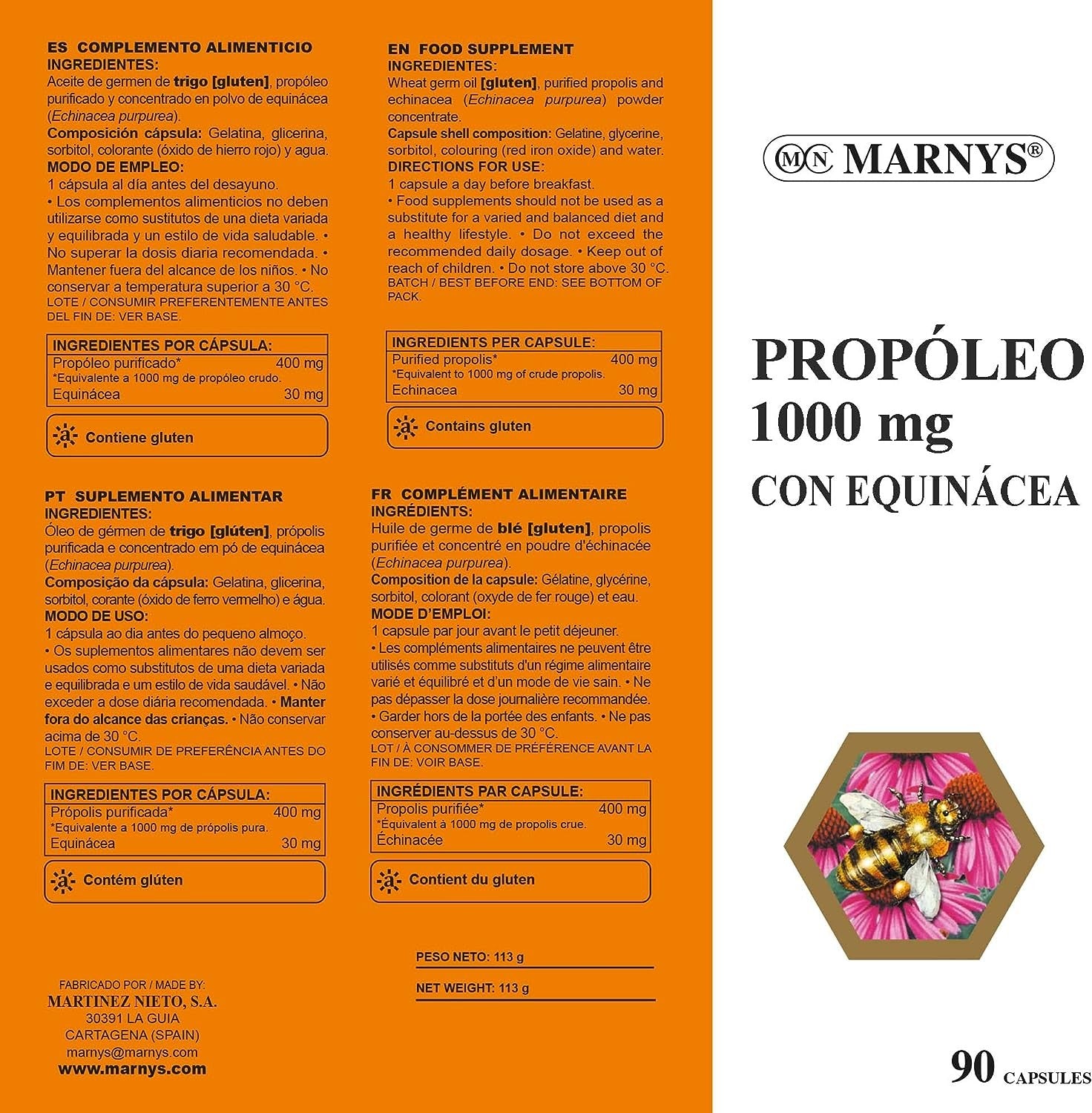 Marnys Propóleo 1000 Mg con Equinácea 1000 mg 90 Cápsulas-4