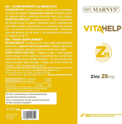 Marnys Vitahelp Zinc 25 mg 120 Perlas-4