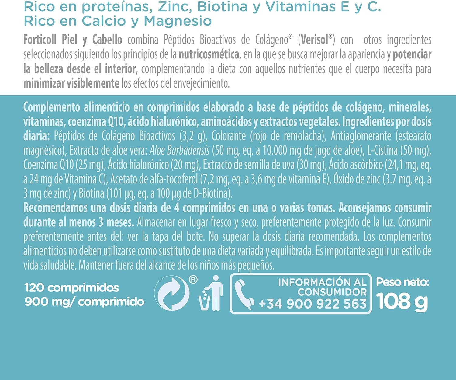 Naturgreen Forticoll Colageno Bioactivo Piel Y Cabello 120 Comprimidos-6