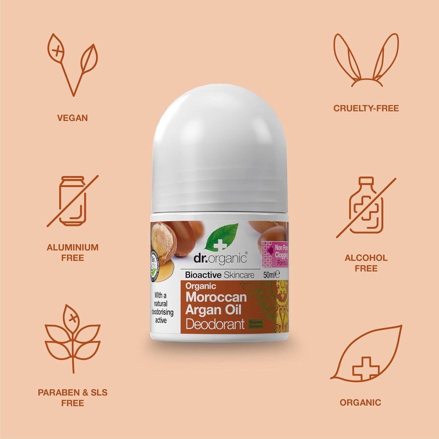 Dr Organic Desodorante de Aceite de Argán 50 ml-3