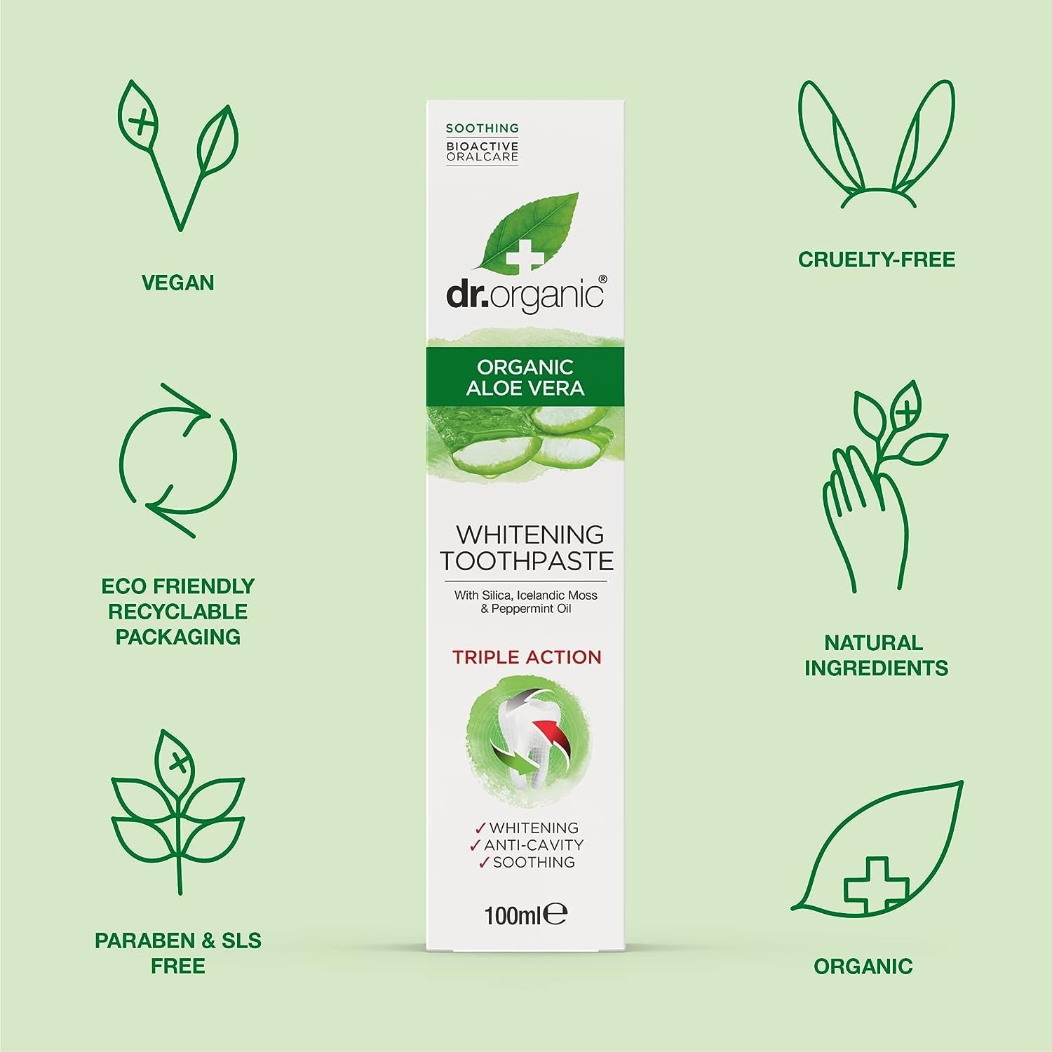 Dr Organic Pasta de Dientes de Aloe Vera 100 ml-2