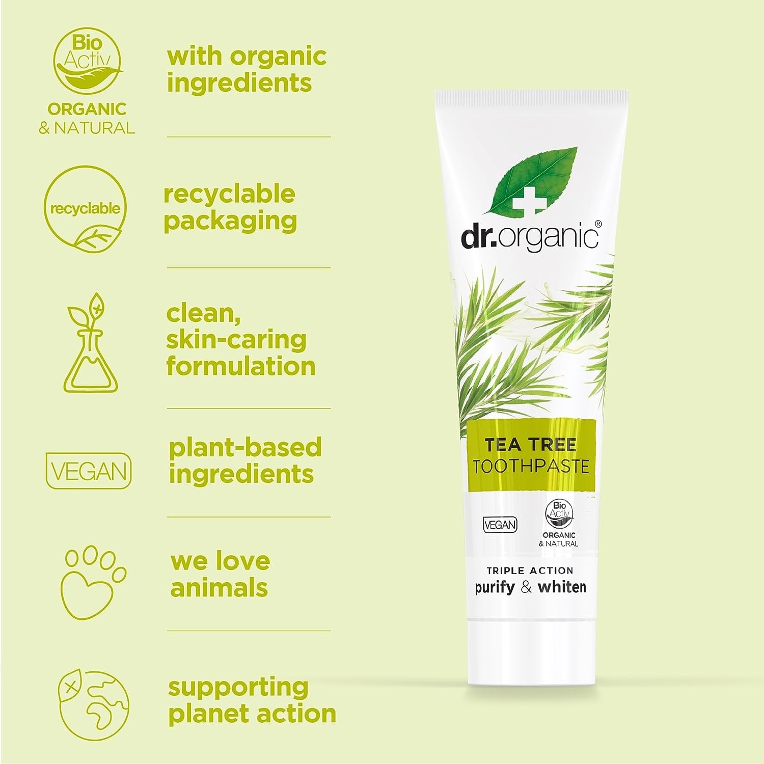 Dr Organic Pasta de Dientes de Árbol de Té 100 ml-5