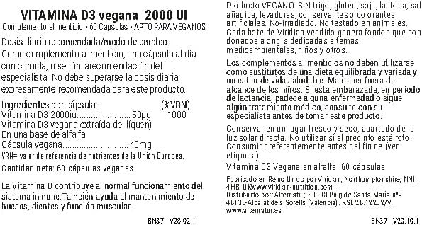 Viridian Vitamin D3 Vegana 2000 Iu 60 Vcaps-3