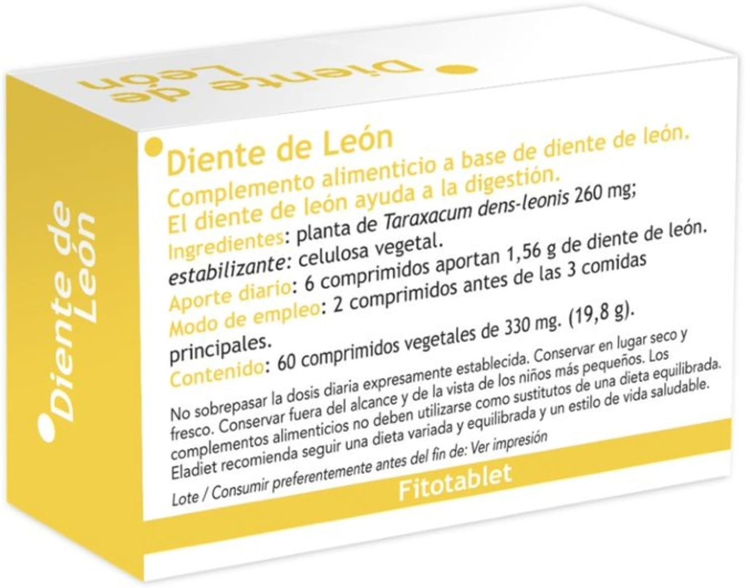 Eladiet Fitotablet Diente Leon 330 mg 60 Comprimidos-2