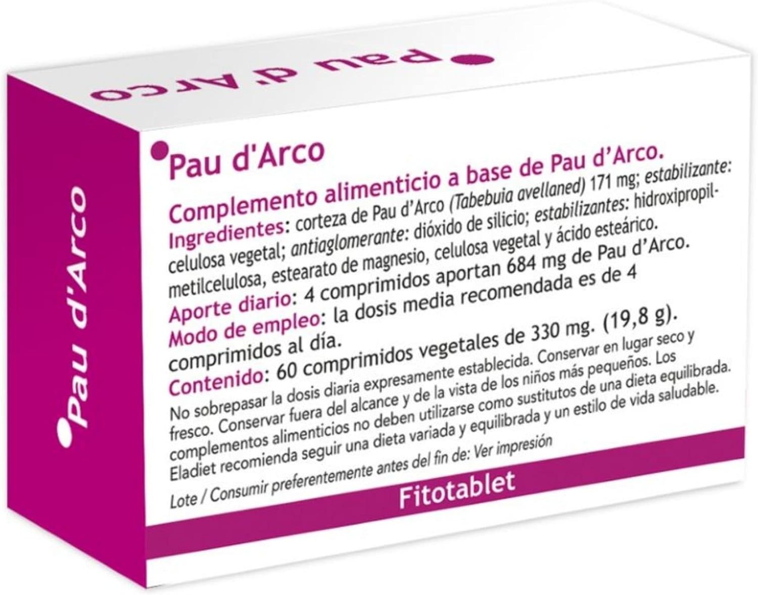 Eladiet Pau de Arco Fitotablet 60 Comprimidos-2