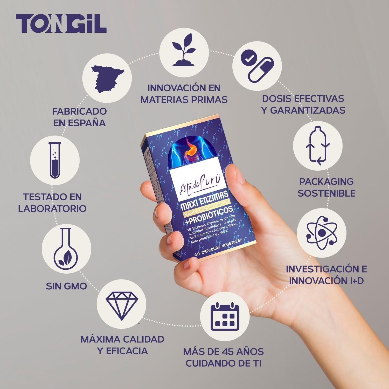 Tongil Estado Puro Maxi Enzimas Con Probioticos 40 Vcaps-8