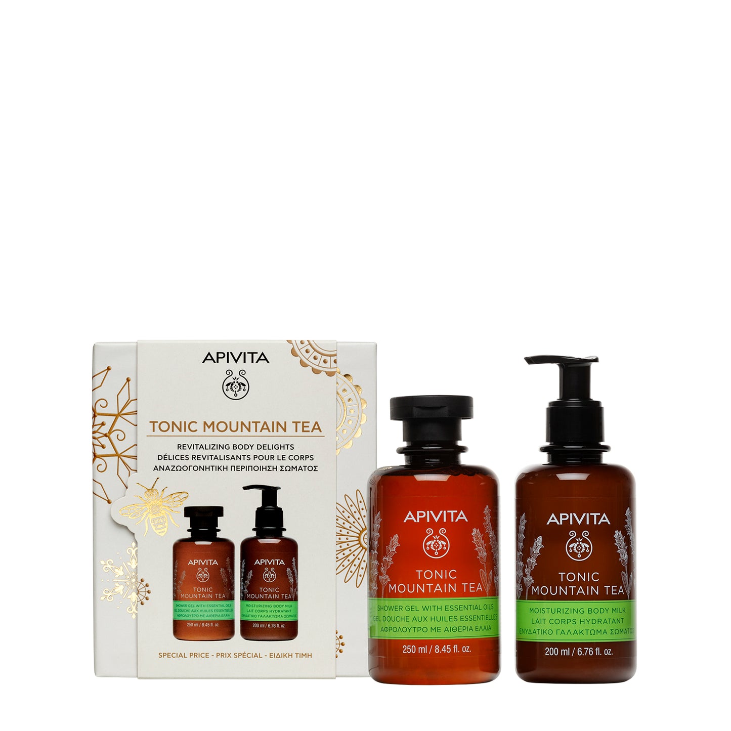 Apivita Gel De Ducha Tonic Mountain Tea 250ml + Latte Corpo 200ml