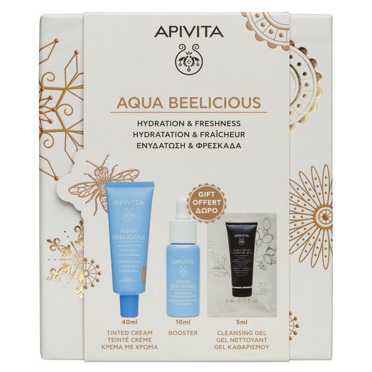 Apivita Aqua Beelicious Crema Fluida Iluminadora Hidratante SPF 30 Cor REGALO Sérum 10ml + Black Detox 5ml