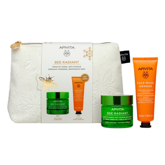 Apivita Bee Radiant Gel Creme Sinais de Envelhecimento & Antifadiga Leve 50ml + Máscara de Laranja 50ml
