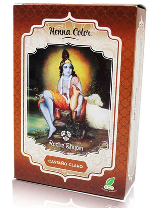 Radhe Shyam Spiritual Sky Henna Radhe Castaño Claro Polvo 100 g-1