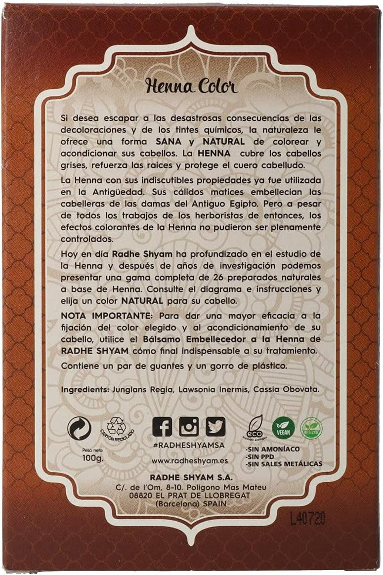 Radhe Shyam Spiritual Sky Henna Radhe Castaño Claro Polvo 100 g-2