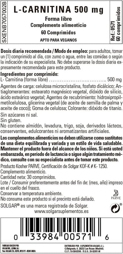 Solgar L-Carnitina 500 Mg 60 Comp-2