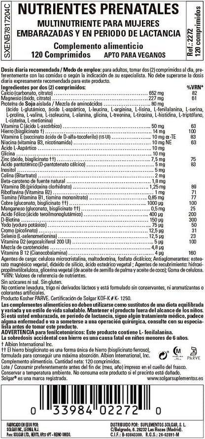 Solgar Nutrientes Prenatales 120 Comp-4