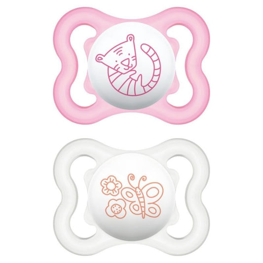 MAM 2xChupetes Silicona Air 0-6 Meses Rosa y Blanco-1