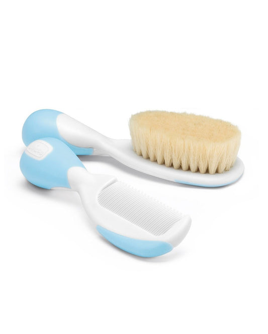 Brosse et peigne à cheveux naturels bleu CHICCO