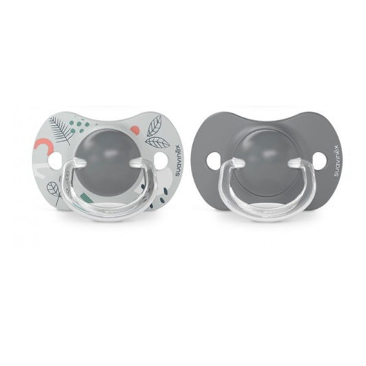 SUAVINEX Chupete SX Pro Tetina Fisiológica Silicona 18+ Meses 2 Unidades (Hoja Gris)-1