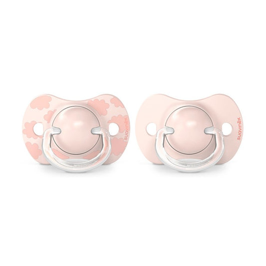 SUAVINEX SX Pro Sucette Tétine Physiologique Silicone 0-6 Mois 2 Unités (Nuages ​​Roses)