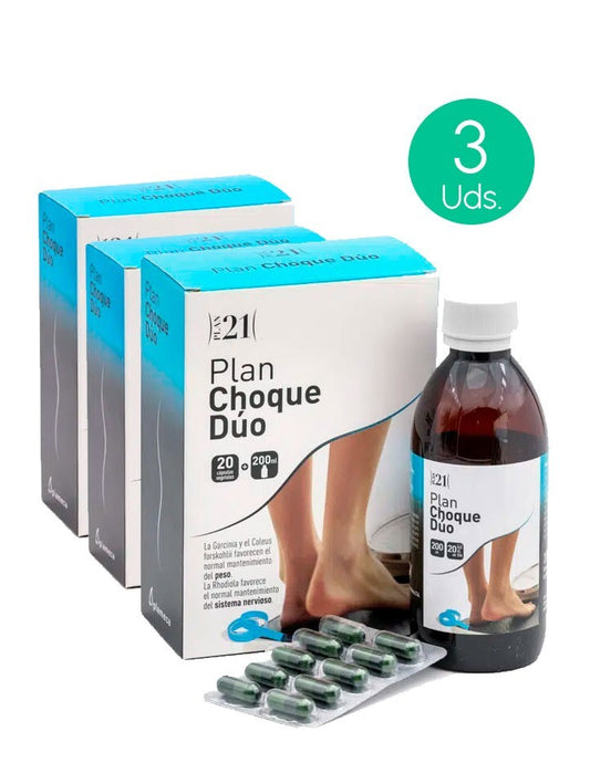 Pack 3 Plameca Plan Choque Duo 20 capsulas vegetales + 200 ml-1