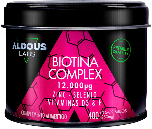 Aldous Biotine 12000 mcg avec zinc, sélénium, vitamine D3 et vitamine E 400 comprimés