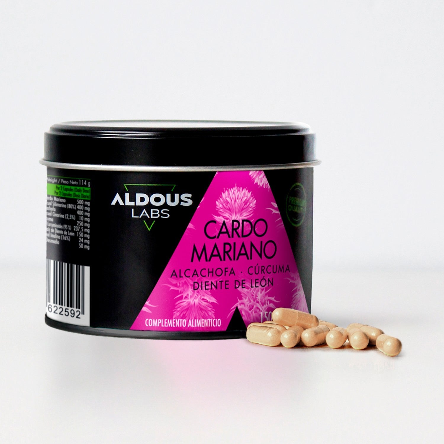 Aldous Cardo Mariano con Cúrcuma, Alcachofa, Diente de León y Desmodium 150 Cápsulas-2