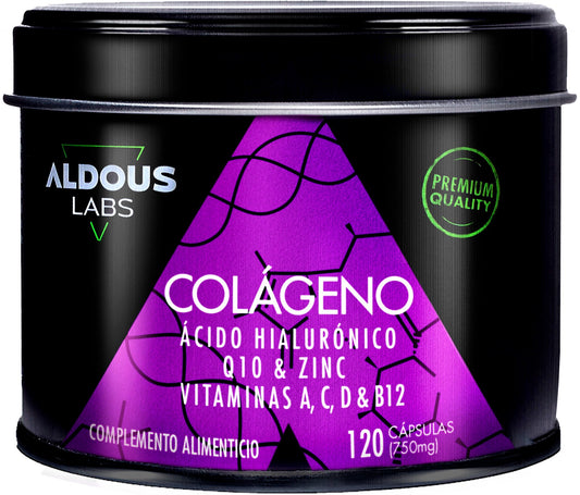 Aldous Collagène avec Acide Hyaluronique, Q10, Vitamines et Zinc 120 Gélules