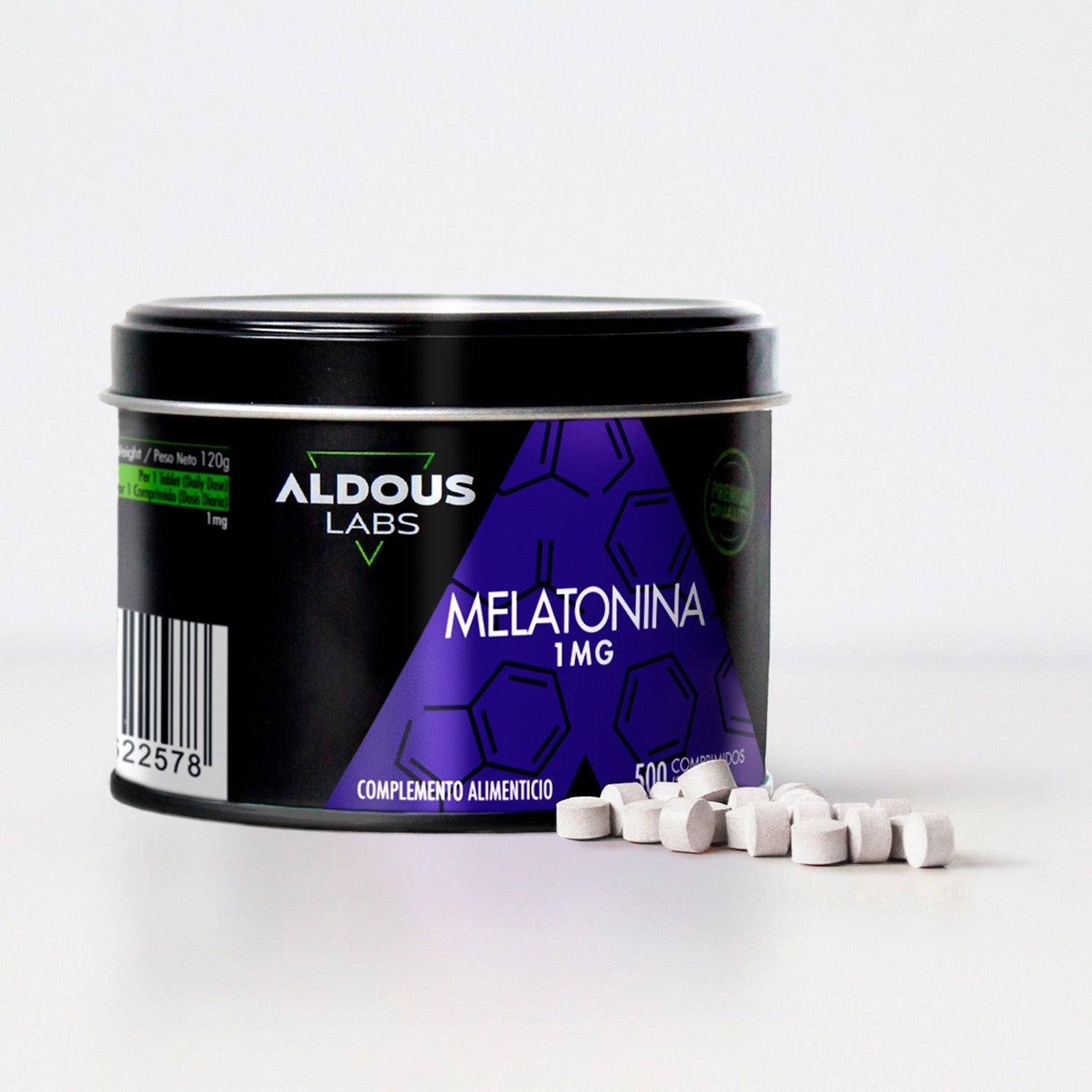 Aldous Melatonina Pura 1mg 500 Noches de Sueño Reparador-2