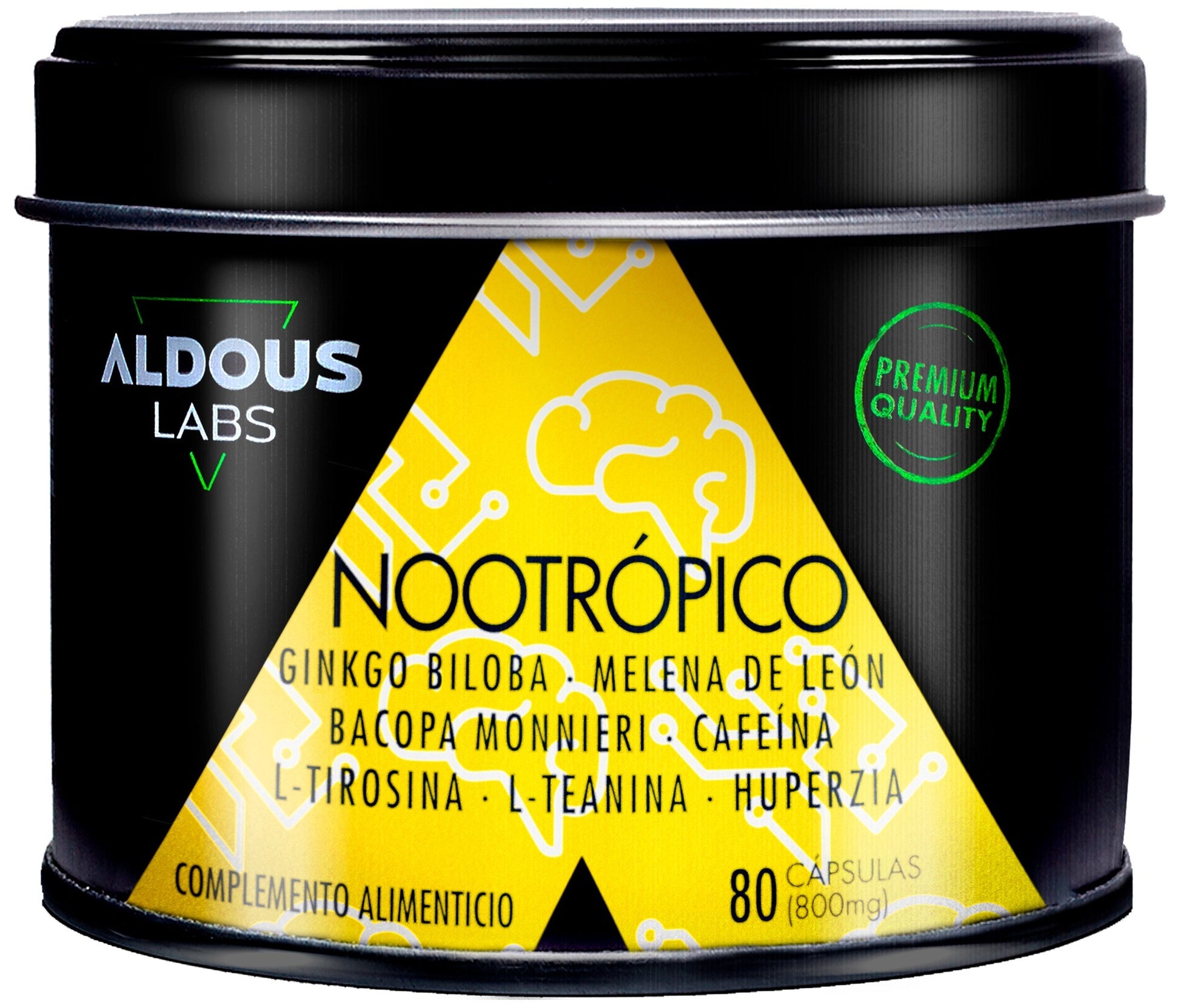 Aldous Nootrópico Natural con Ginkgo Biloba, Bacopa, Tirosina, Teanina-1