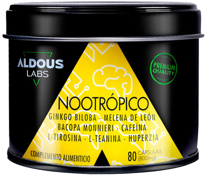 Aldous Nootrópico Natural con Ginkgo Biloba, Bacopa, Tirosina, Teanina-1