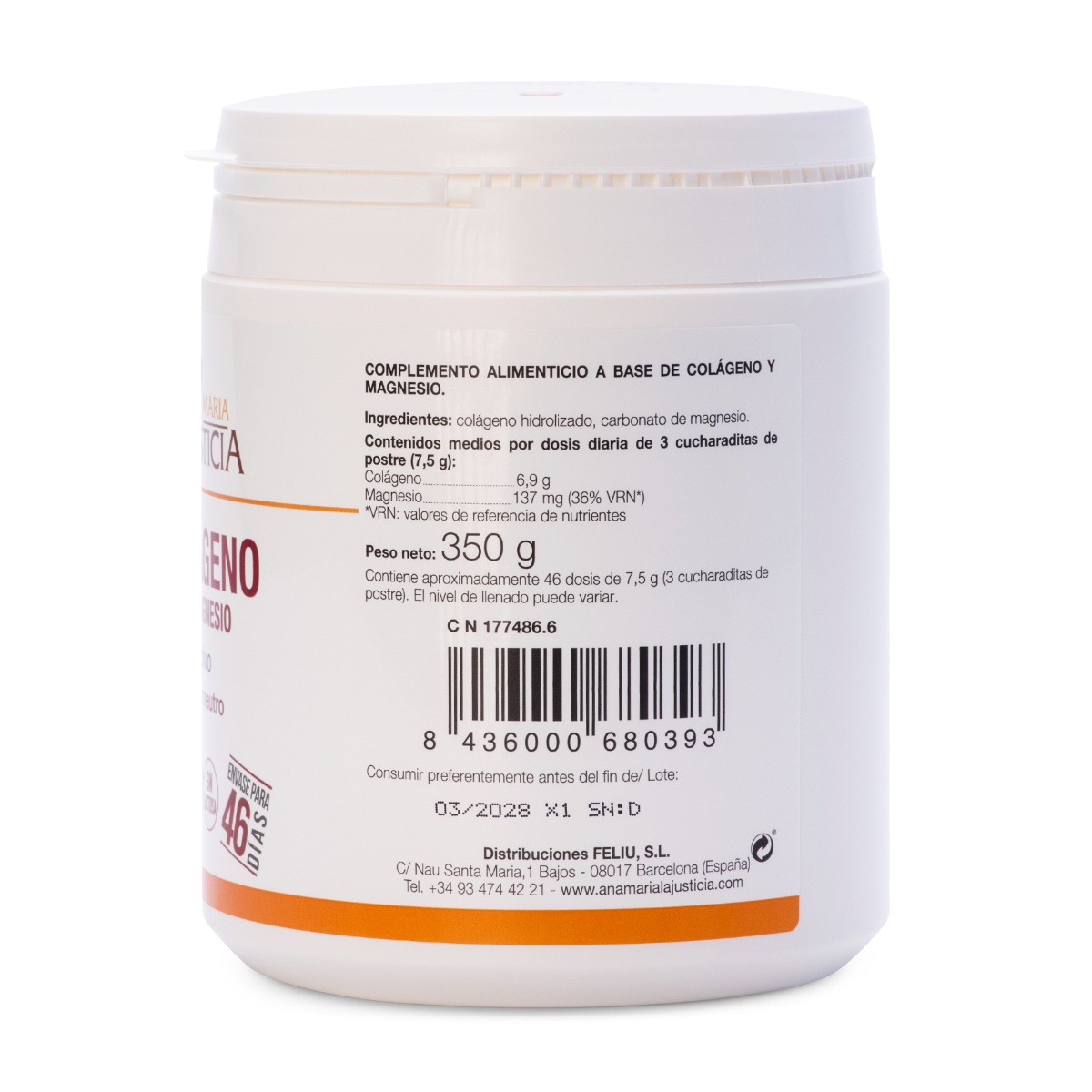 Collagène + Magnésium LAJUSTICIA 350GR Poudre