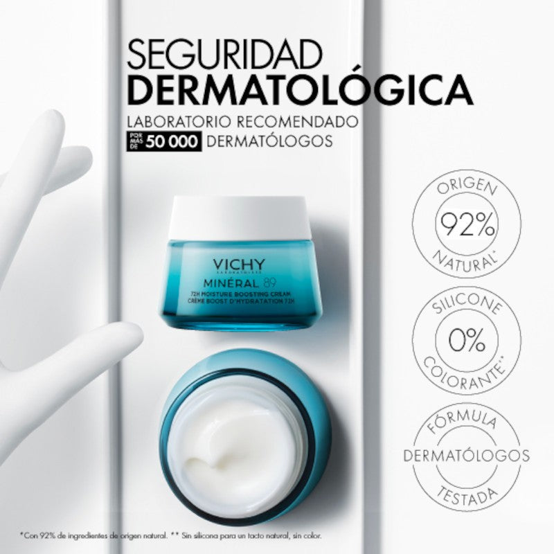 VICHY Minéral 89 Crema Potenciadora Hidratante 72H Ligera 50ml-10