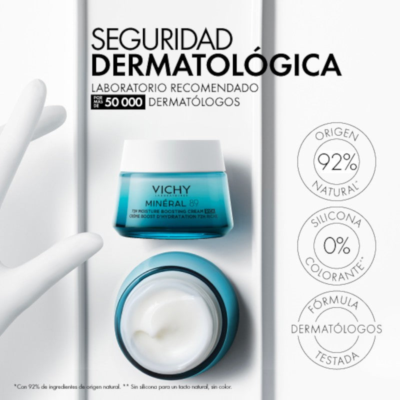 VICHY Minéral 89 Crema Potenciadora Hidratante 72H Rica 50ml-8