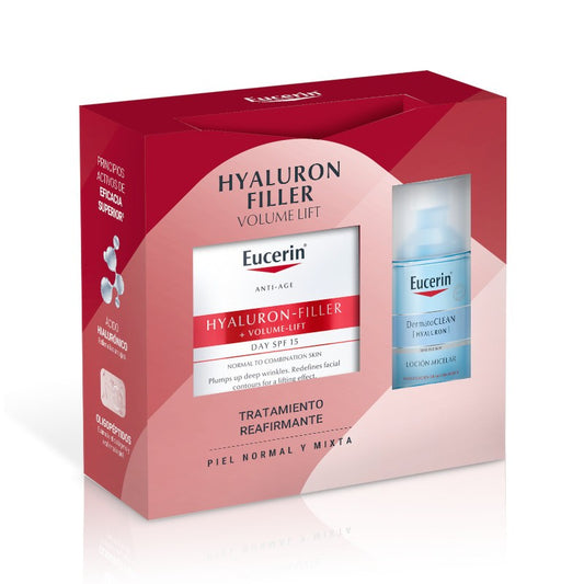 Eucerin Pack Hyaluron-Filler Volume-Lift Crema de Día Piel Normal/Mixta 50ml + Agua Micelar Dermatoclean 400ml-1