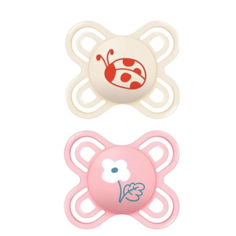 MAM Chupete Perfect Start Silicona 0-2 Meses 2 unidades (rosa y blanco)-1