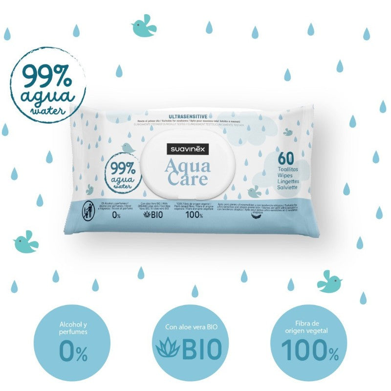 Suavinex Toallitas Aqua Care Pack Ahorro 3x60 unidades-2