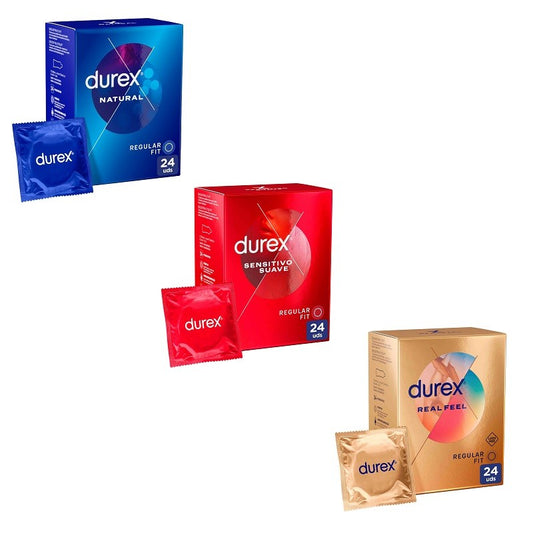 DUREX Pack Preservativos Natural 24uds + Sensitivo Suave 24uds + Real Feel 24uds-1