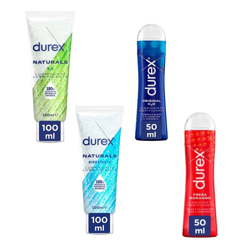 DUREX Pack Lubricantes Naturals H2O 100ml + Play Original H2O 50ml + Naturals Hidratante 100ml + Play Fresa 50ml-2