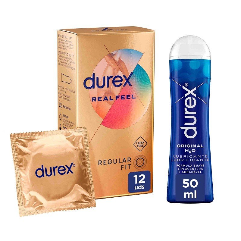 DUREX Pack Preservativo Real Feel 12uds + Lubricante Play Original H2O 50ml-1