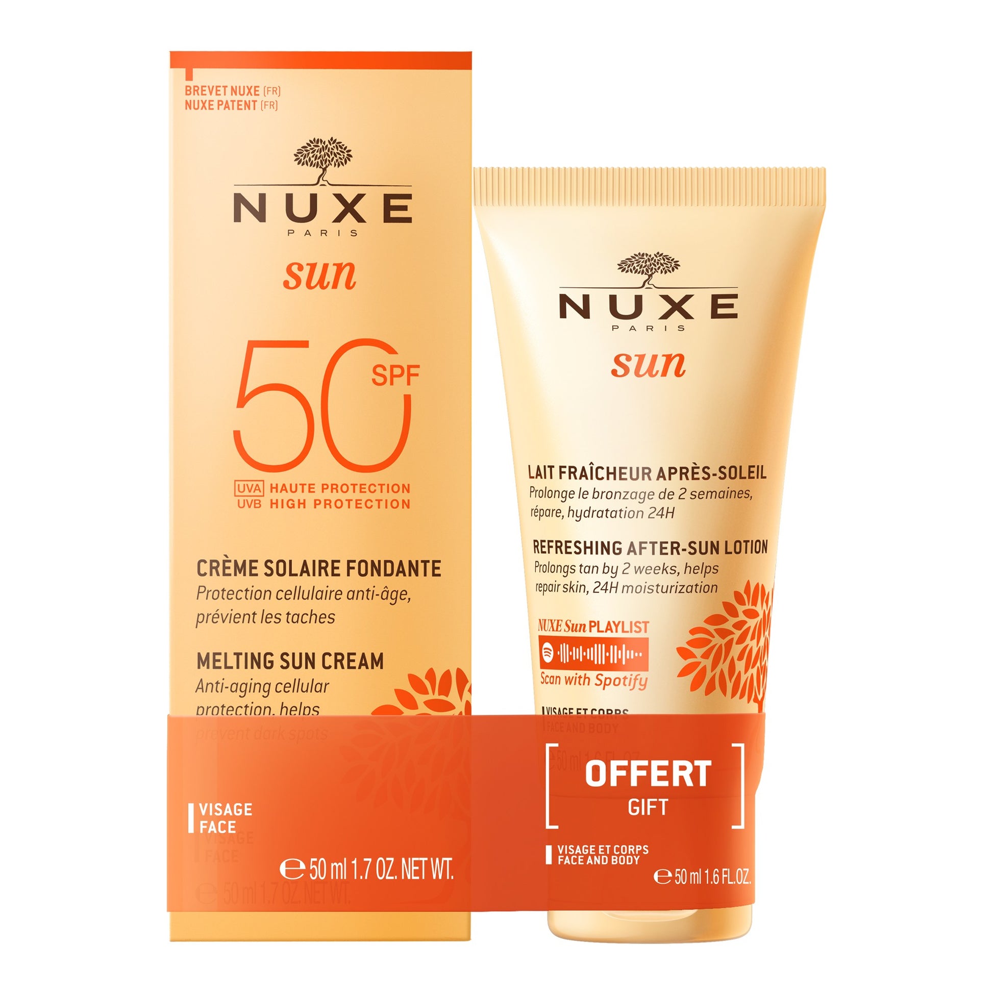 Nuxe Sun Crema Fundente Rostro SPF 50+ Leche Refrescante After Sun 50ml DE REGALO-1