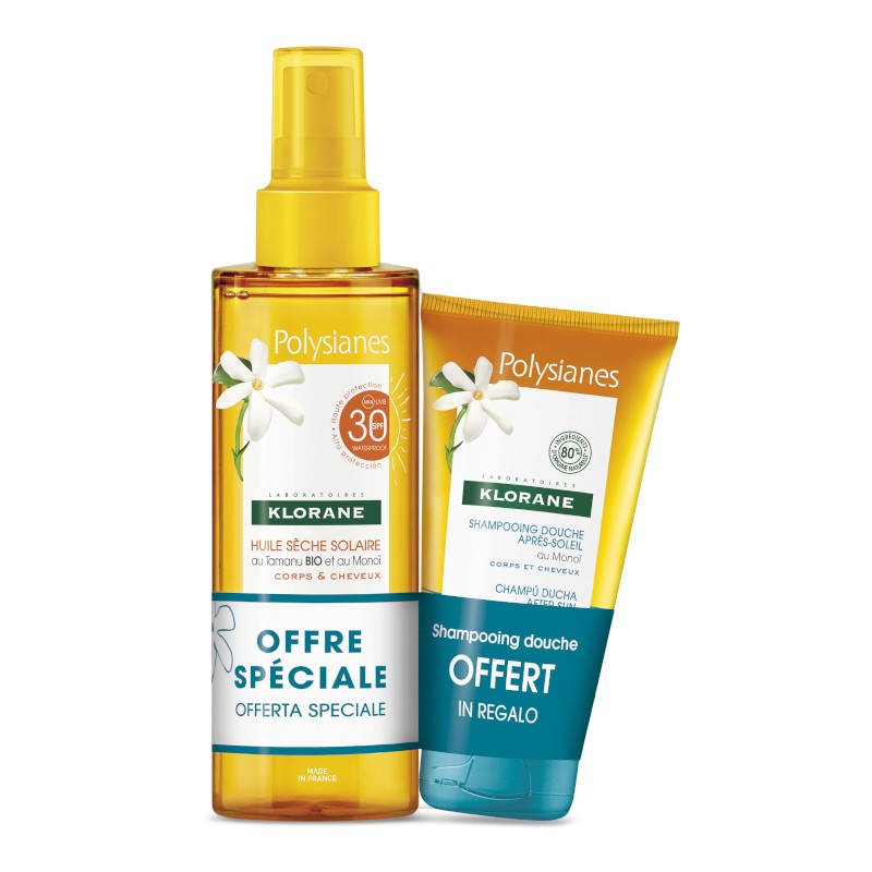 KLORANE Pack Aceite Spf30 200 ml + Ch. Ducha 75ml REGALO-1
