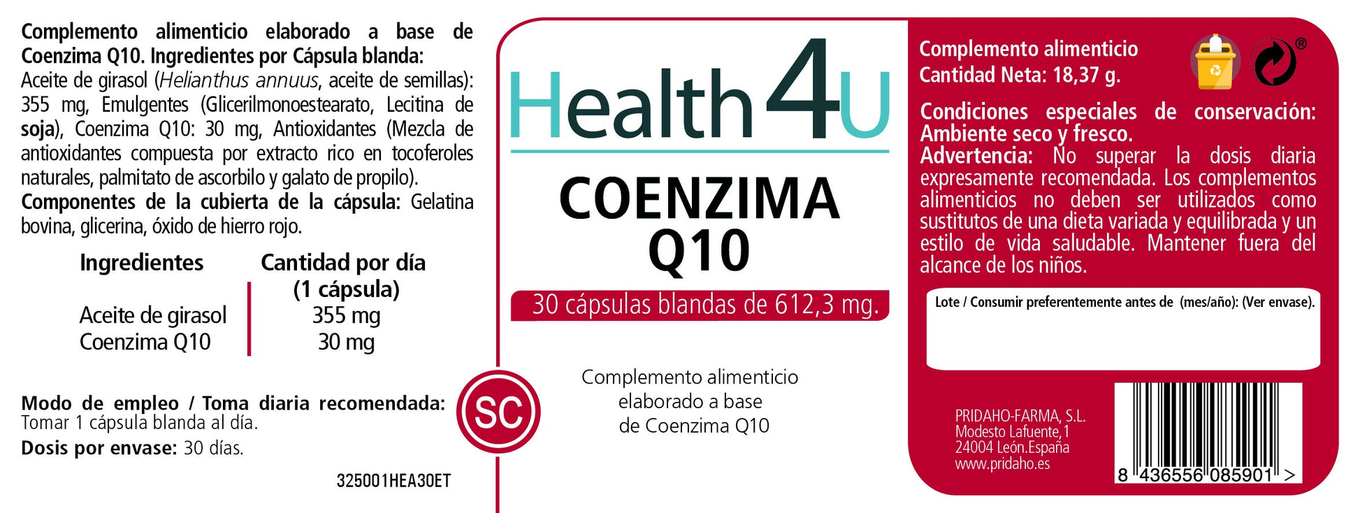 H4U Coenzima Q10 30 cápsulas blandas-2