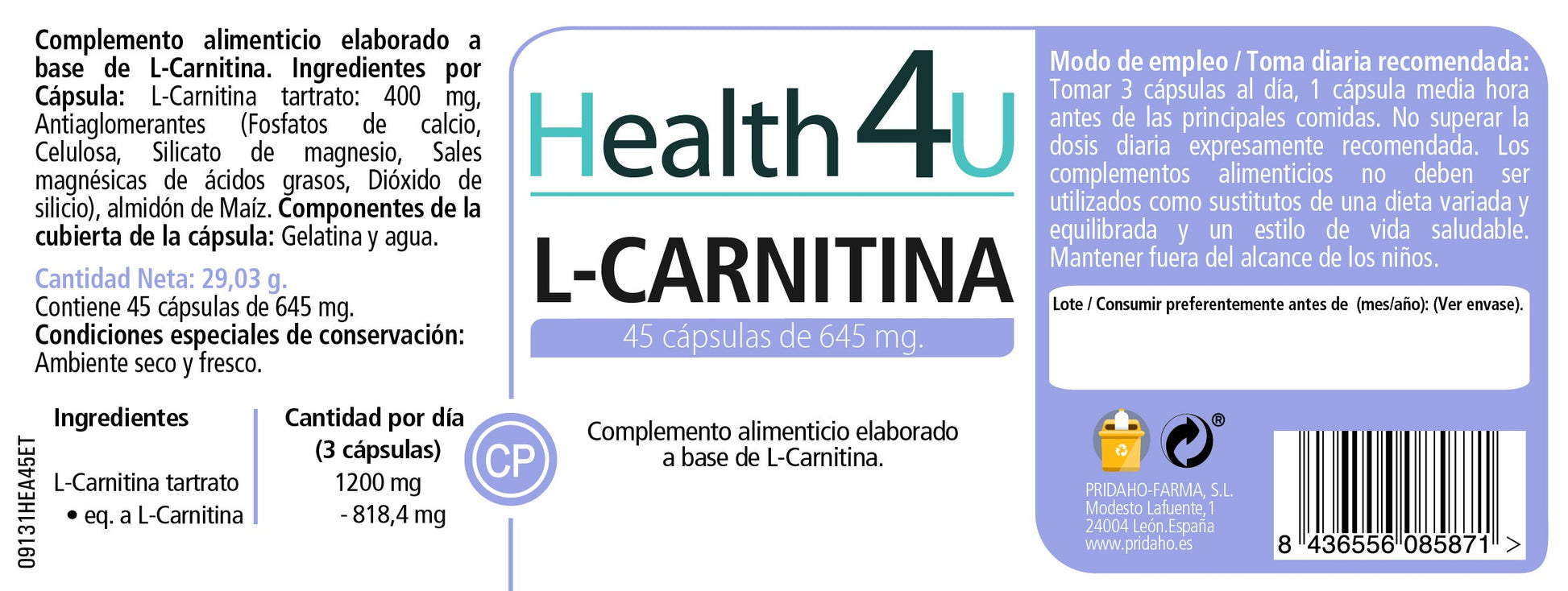 H4U L-Carnitina 45 cápsulas-2
