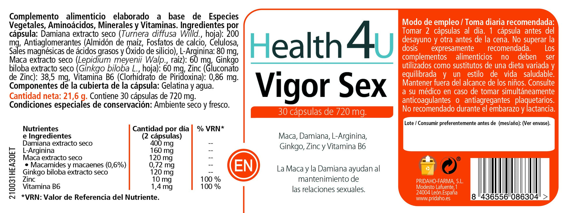 H4U Vigor sex 30 cápsulas-2