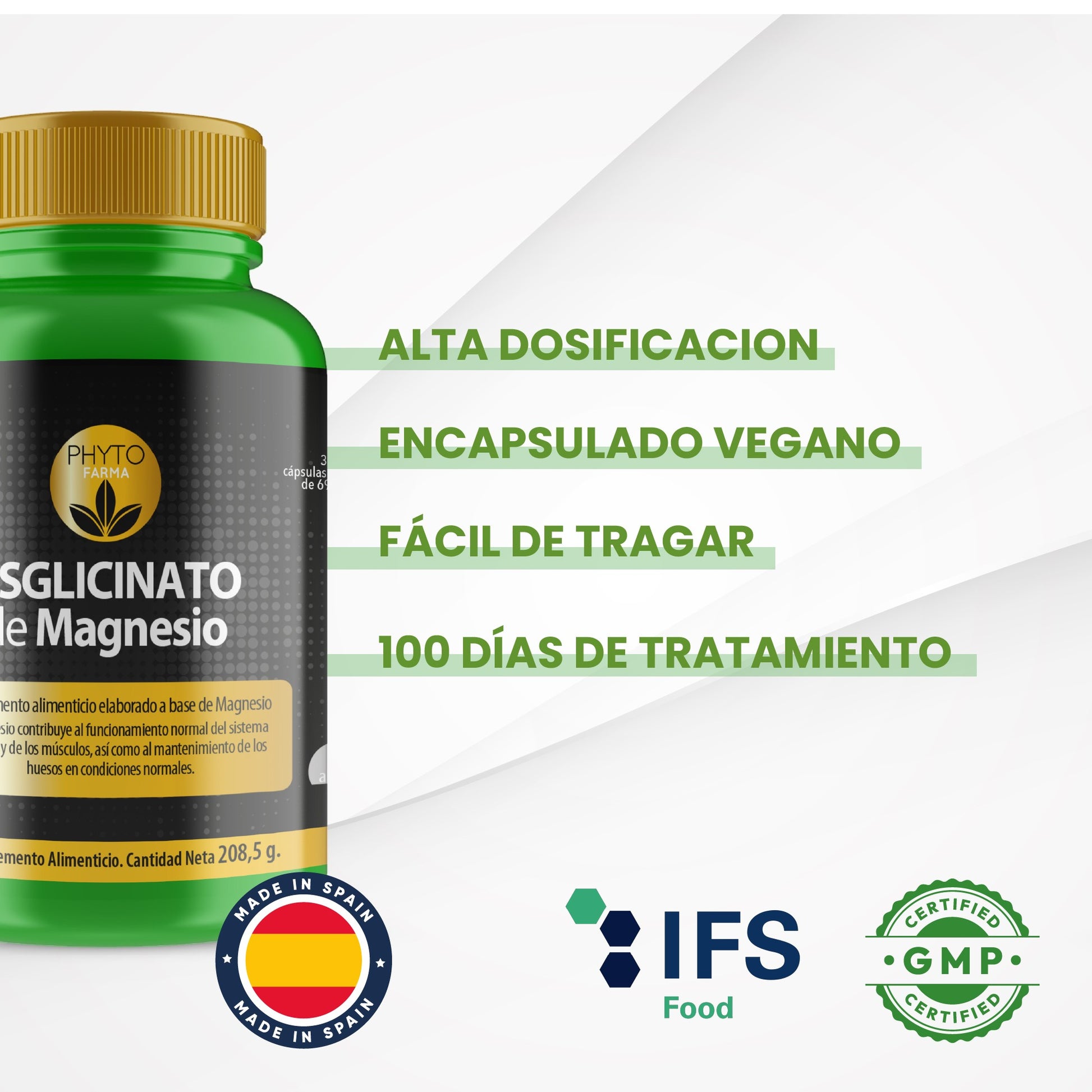 PHYTOFARMA Bisglicinato de Magnesio 300 cápsulas vegetales-4
